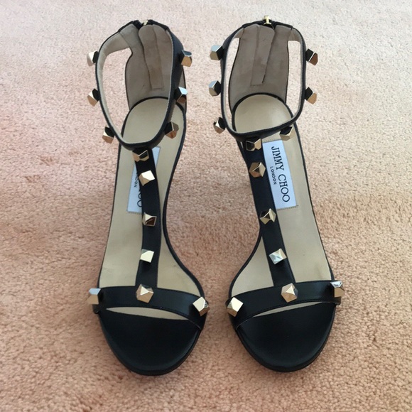 ⭐️HP⭐️JIMMY CHOO Lamba Cube Studded Leather Heels - Picture 2 of 8
